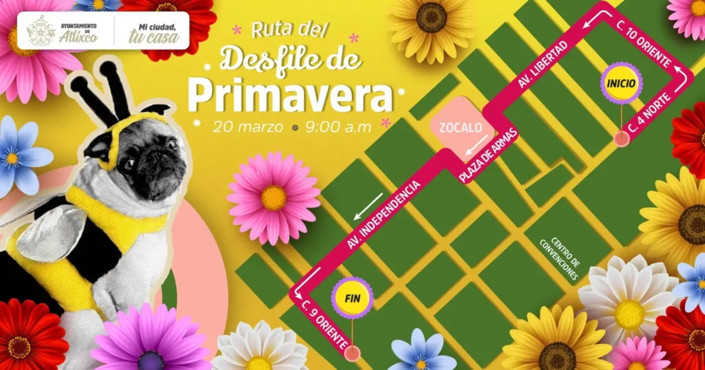 Ariadna Ayala impulsa en Atlixco el tradicional desfile de primavera lleno de color y tradición