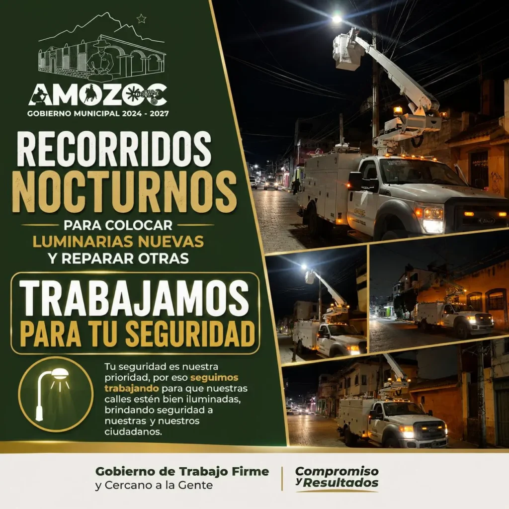 En Amozoc colocan luminarias nuevas y reparan otras para brindar mayor seguridad