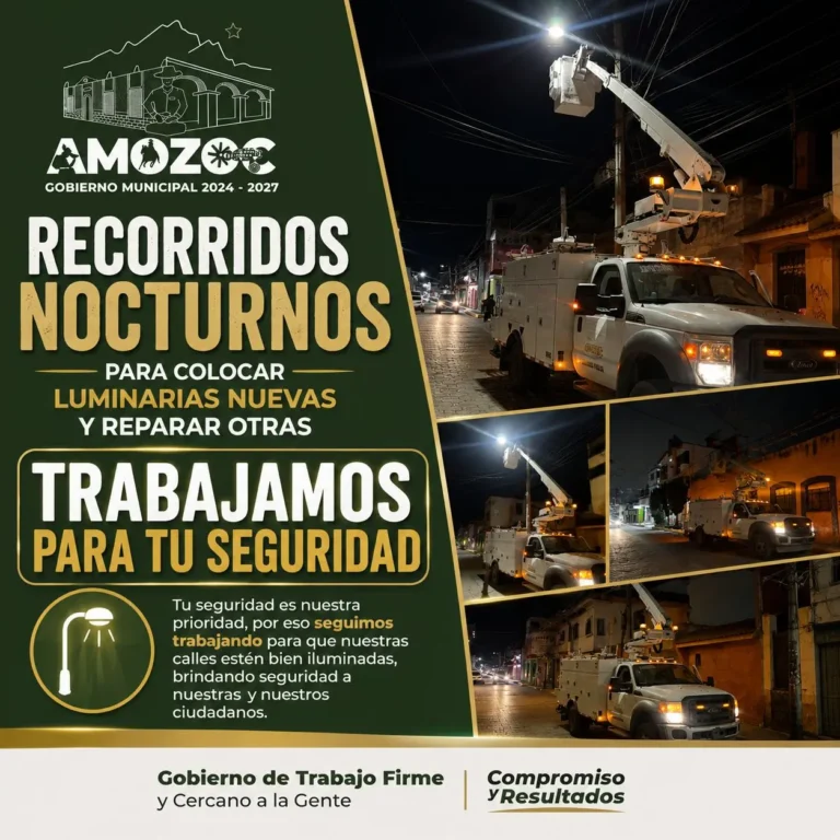 En Amozoc colocan luminarias nuevas y reparan otras para brindar mayor seguridad