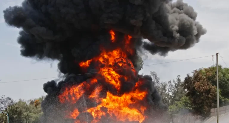 Tráiler termina envuelto en llamas en la México-Tuxpan