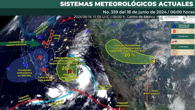 Ciclón Tropical Uno causará lluvias torrenciales, fuertes vientos y trombas marinas en estos estados