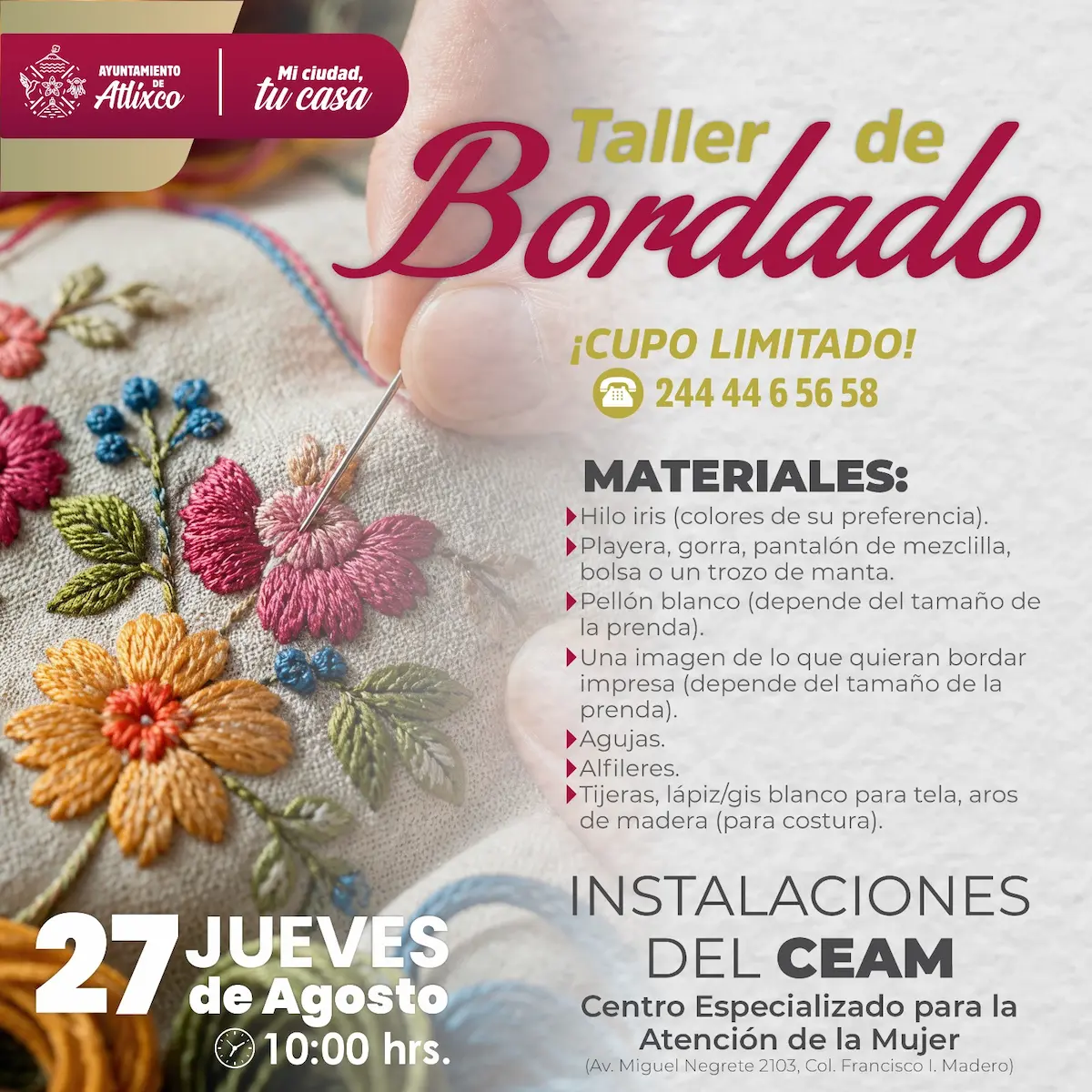 Emprende y crea en Atlixco; conoce las actividades del Centro para la Atención de la Mujer