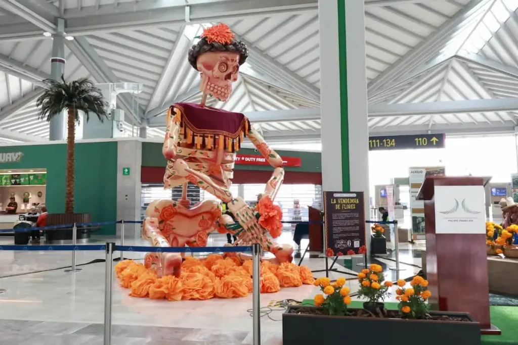 Inauguran en el AIFA la Catrina Monumental “La vendedora de flores” de Atlixco