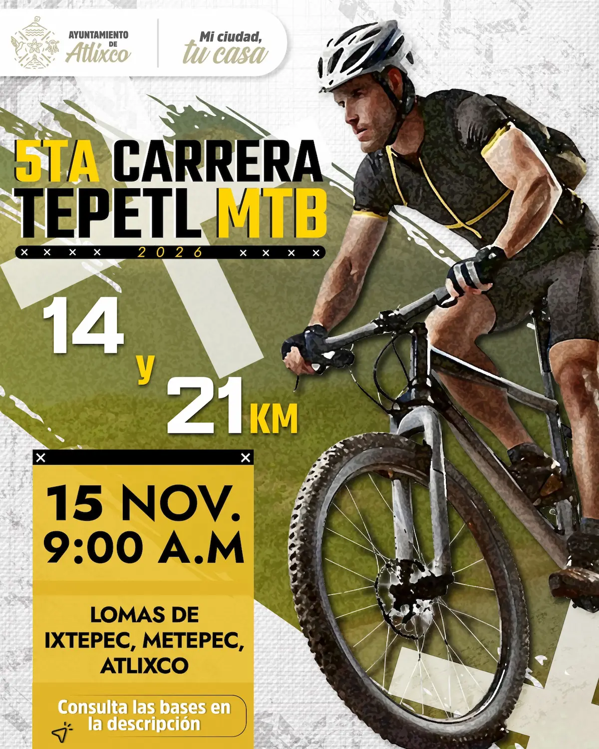 Vive la adrenalina en Atlixco con la Carrera Tepetl MTB 2026