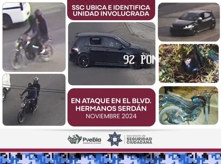 SSC Identifica y ubica vehículo de agresores en ataque directo en Boulevard Hermanos Serdán