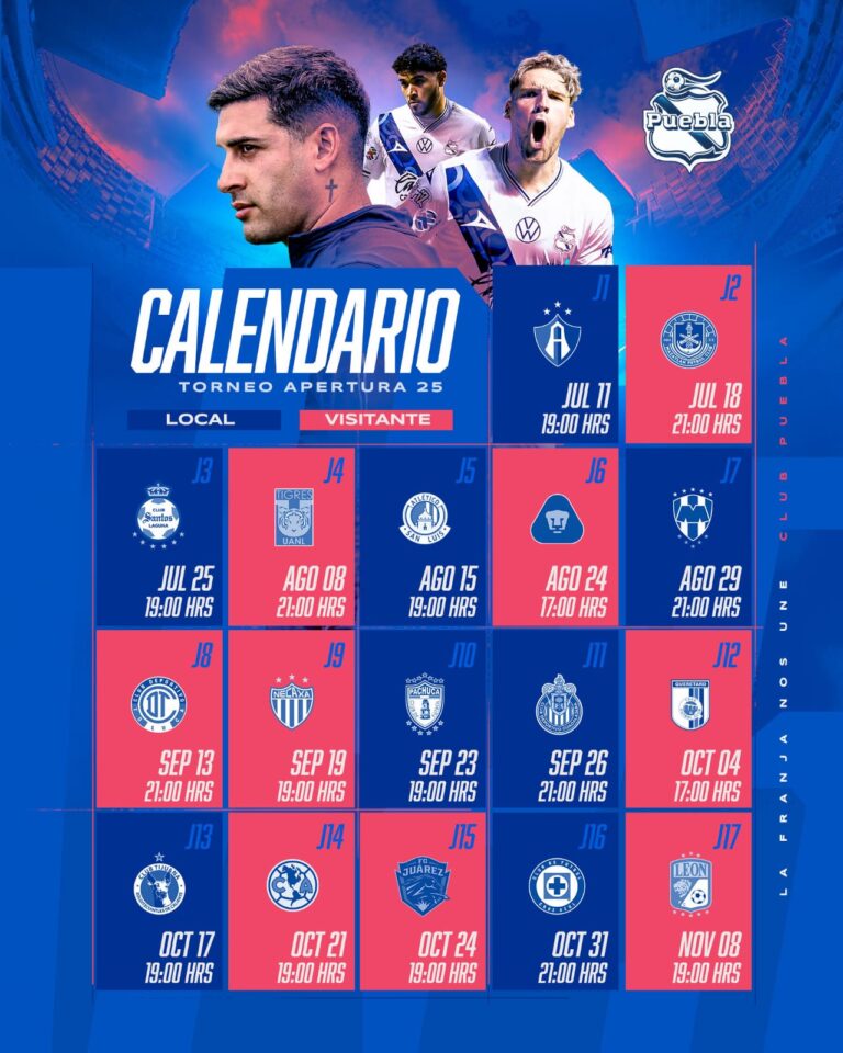 Calendario Club Puebla Apertura 2025