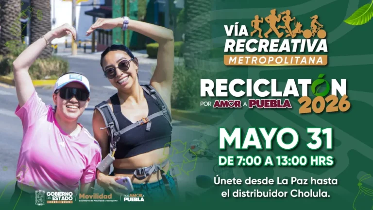 Invita gobierno estatal a Reciclatón Por Amor A Puebla 2026 en la Vía Recreativa Metropolitana