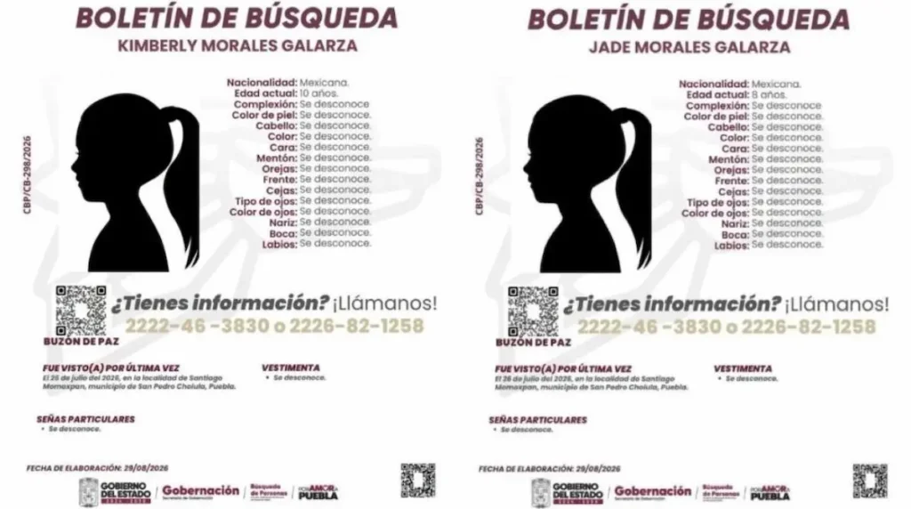 Tres menores desaparecidas en Cholula se suman al caso del fisicoculturista Ángel