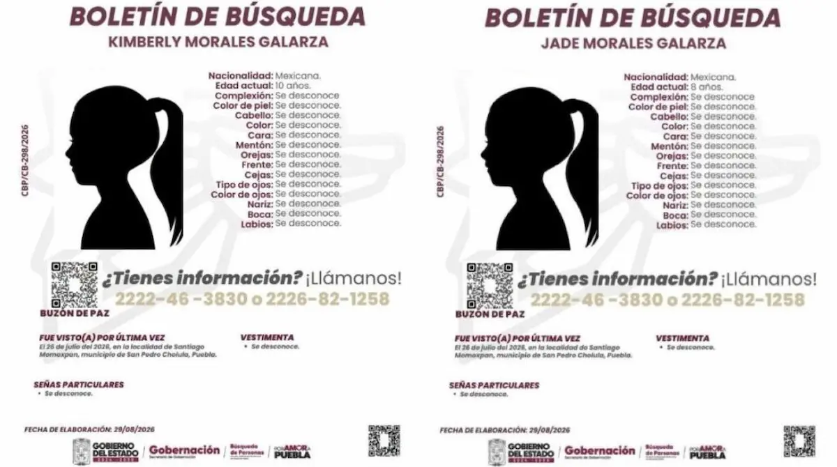 Tres menores desaparecidas en Cholula se suman al caso del fisicoculturista Ángel