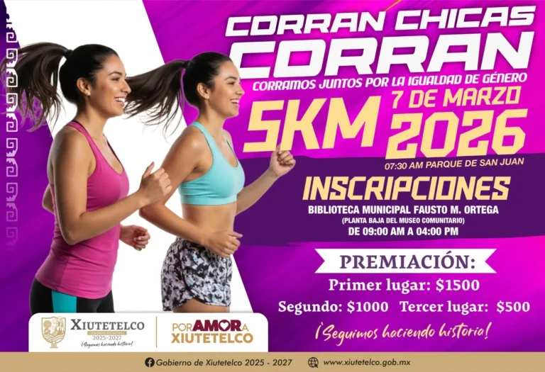 Xiutetelco impulsa el deporte y la igualdad con carrera 5K en favor de las mujeres