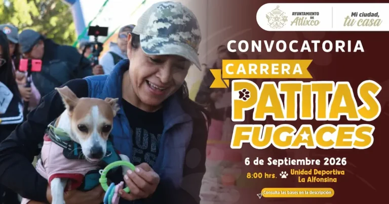 ¡Todos a correr en Atlixco! Ariadna Ayala invita a convivir con tu lomito en la carrera Patitas Fugaces